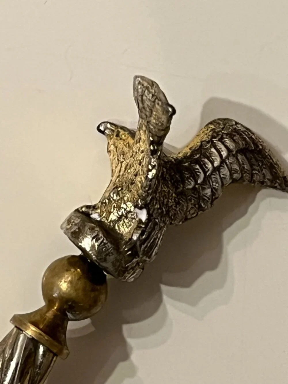 Vintage Silver Plated Handled Double Jigger Twisted Stem Crested Eagle Finial